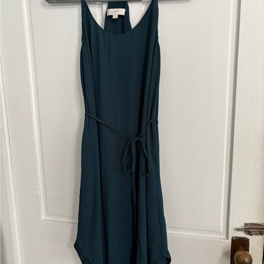⭐️$4 when bundled- LOFT Teal Flowy Chiffon Dress